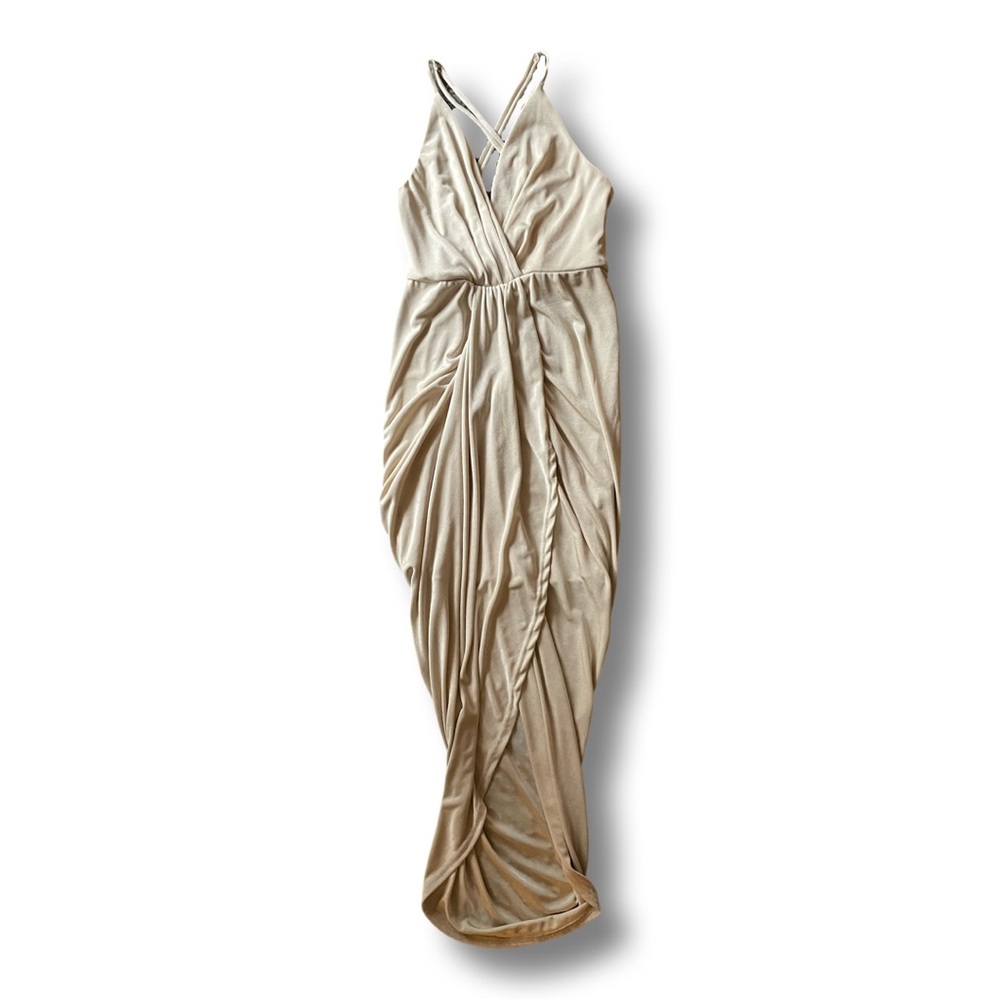 Lulus champagne, body-con, mid-length dress (S)
